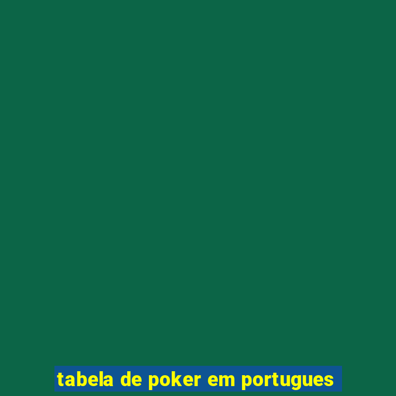 tabela de poker em portugues